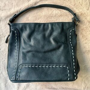 Anthropologie Antik Kraft Slouchy Boho Shoulder Bag Teal Vegan Leather